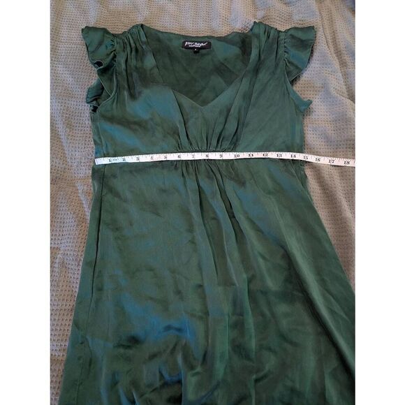 Vintage 90s Betsey Johnson Women's Size 6 100% Silk Green Mini Dress Sleeveless - Picture 7 of 7
